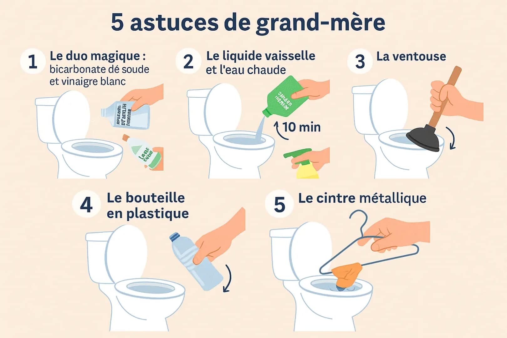 5 astuces de grand-mère pour déboucher un WC