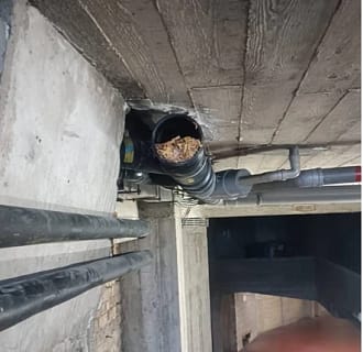 Canalisation obstruée en hauteur bouchon identifié