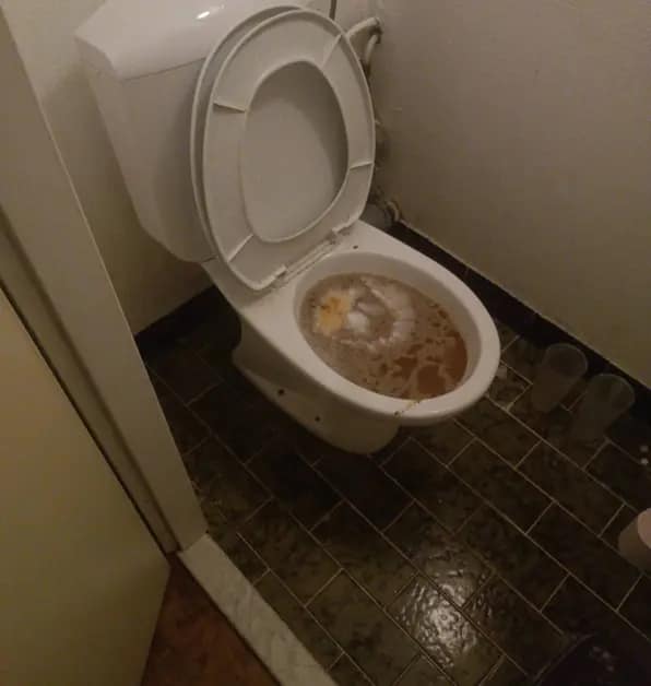 Eau stagnante dans un WC bouché
