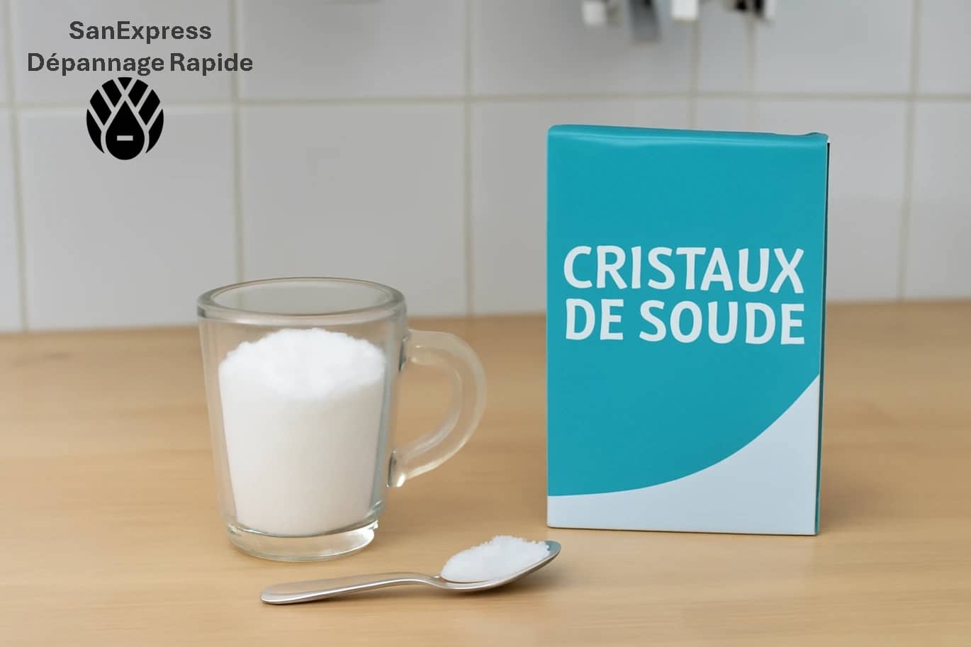 déboucher une canalisation avec de soude et des cristaux  de soude 

